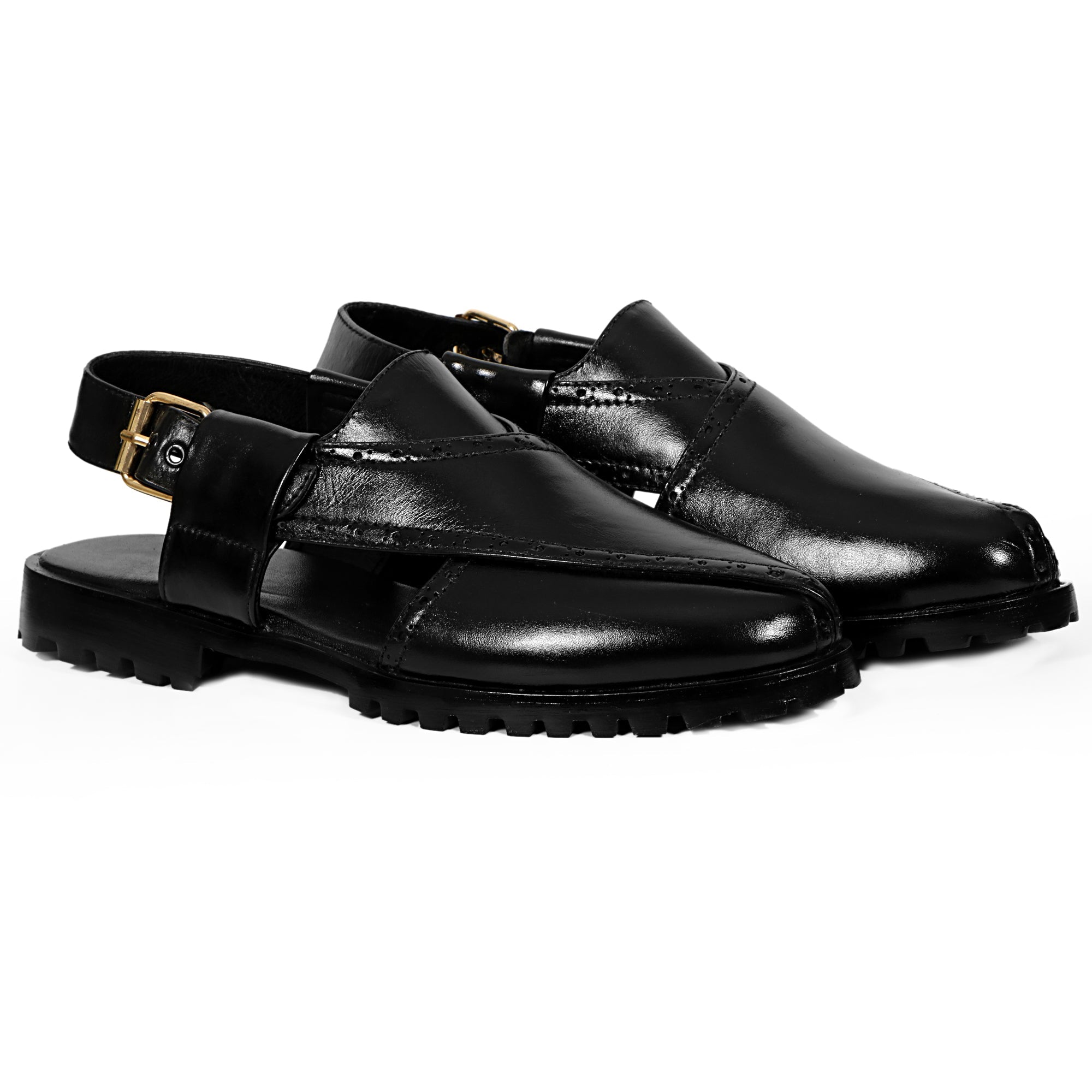 Punching Peshawari Black - Premium sandal & slippers from royalstepshops - Just Rs.8400! Shop now at ROYAL STEP