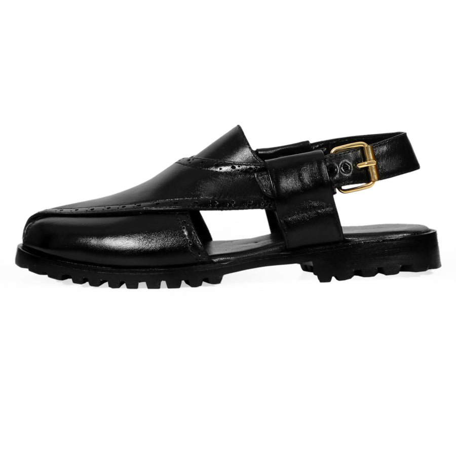 Punching Peshawari Black - Premium sandal & slippers from royalstepshops - Just Rs.8400! Shop now at ROYAL STEP
