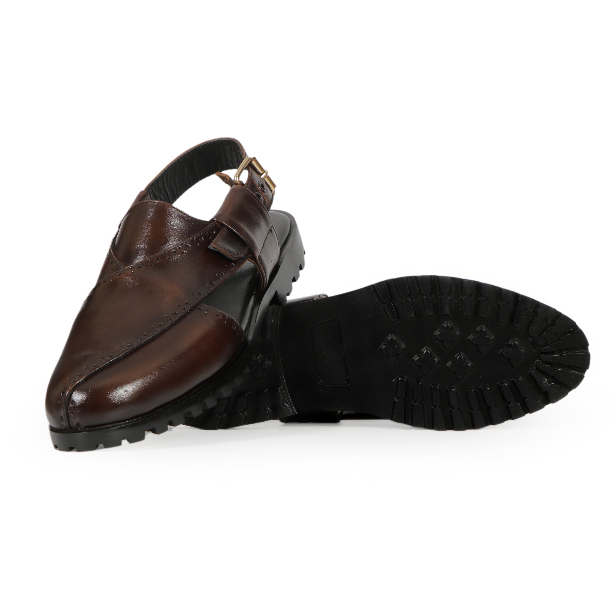 Punching Peshawari Brown - Premium sandal & slippers from royalstepshops - Just Rs.8400! Shop now at ROYAL STEP