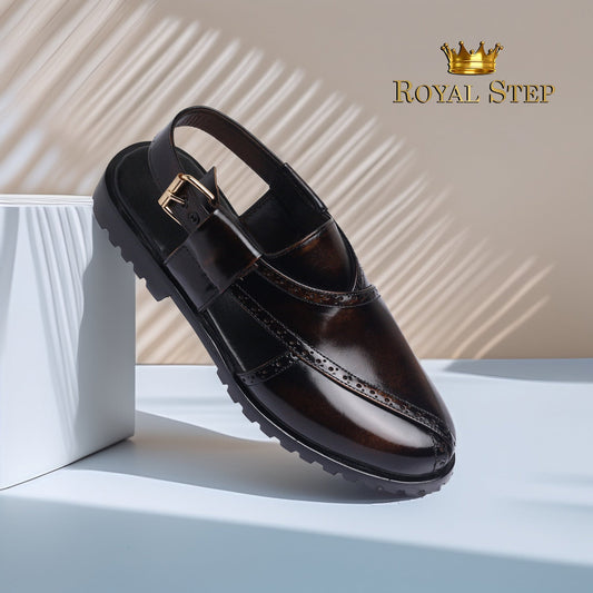 Punching Peshawari Brown - Premium sandal & slippers from royalstepshops - Just Rs.9000! Shop now at ROYAL STEP