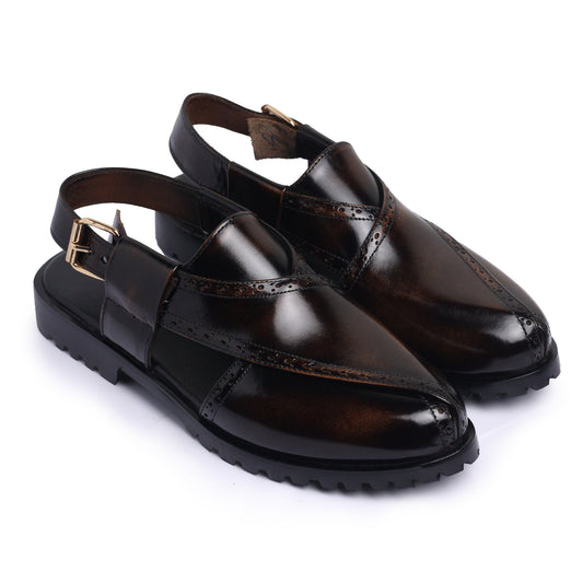 Punching Peshawari Brown - Premium sandal & slippers from royalstepshops - Just Rs.9000! Shop now at ROYAL STEP